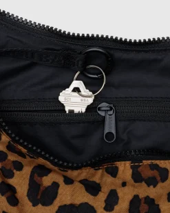 Baggu Medium Nylon Crescent Bag w/ Key Leash - Leopard Sale