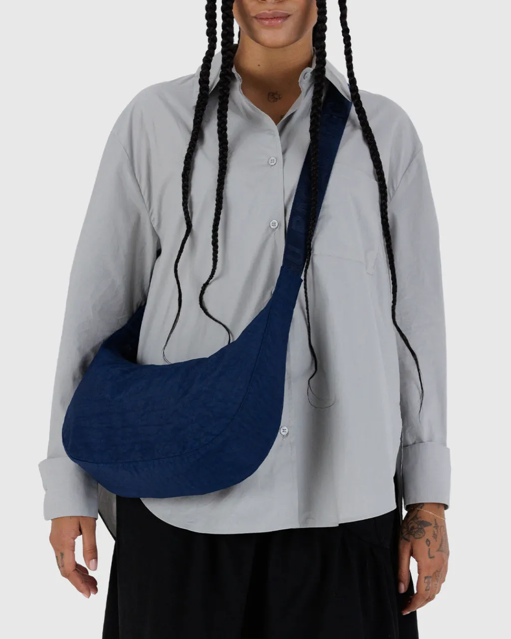 Baggu Medium Nylon Crescent Bag w/ Key Leash - Navy Best