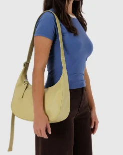 Baggu Medium Recycled Leather Crescent Bag - Straw New