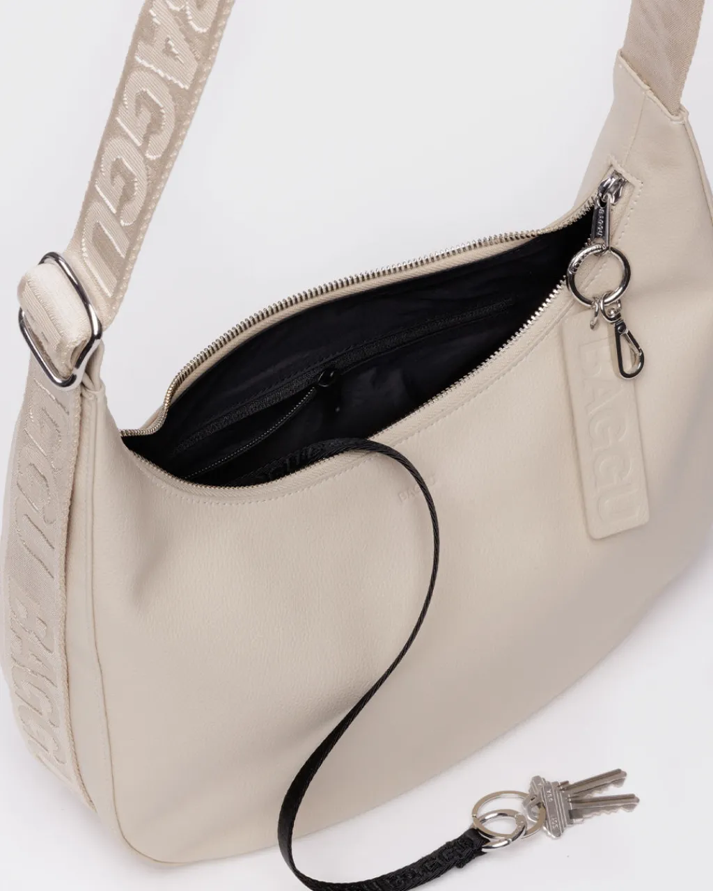 Baggu Medium Recycled Leather Crescent Bag - Stone Sale