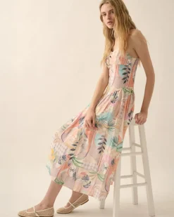 Promesa Meet Me in Miami Tropical Motif-Print Midi Dress Clearance