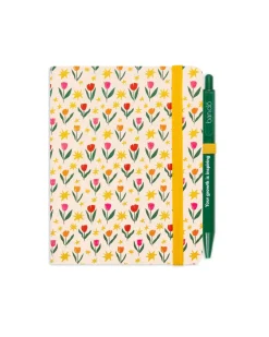 ban.do Mini Notebook with Pen - Tulips on Cream New