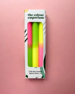 The Colour Emporium Dip Dye Dinner Candles - Set Of 3 Neon Sugar Hot