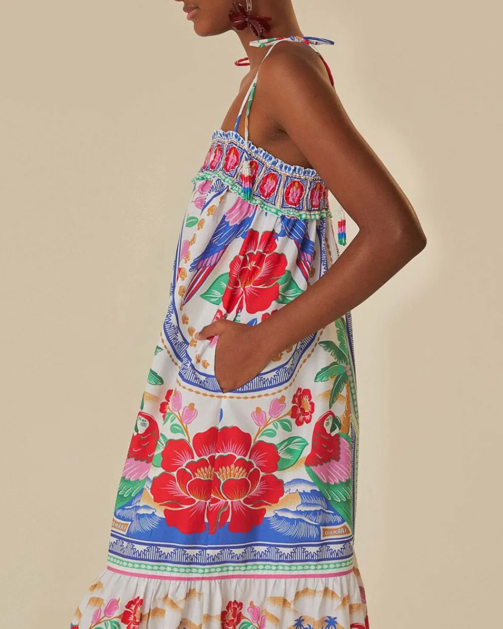 Farm Rio Off-White Flowers Beach Maxi Dress Clearance
