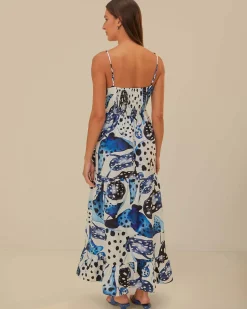 Farm Rio Off-White Mantas Organic Cotton Maxi Dress Clearance