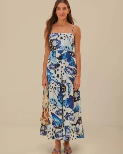 Farm Rio Off-White Mantas Organic Cotton Maxi Dress Clearance