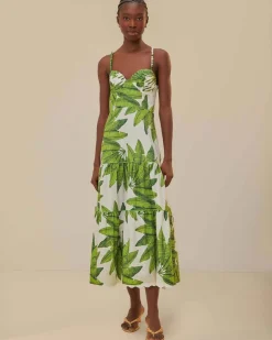 Farm Rio Off-White Palm Fan Midi Dress Sale
