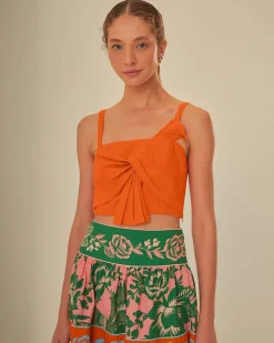 Farm Rio Orange Front Bow Top Sale