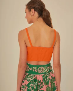 Farm Rio Orange Front Bow Top Sale