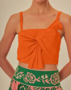 Farm Rio Orange Front Bow Top Sale