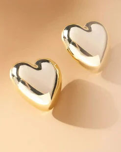 HoopLa Style Oversized Gold Puffy Heart Earrings Hot