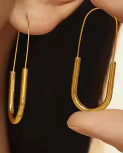 HoopLa Style Paperclip Hoop Earrings - Gold Hot