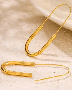HoopLa Style Paperclip Hoop Earrings - Gold Hot