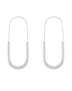 HoopLa Style Paperclip Hoop Earrings - Silver Clearance