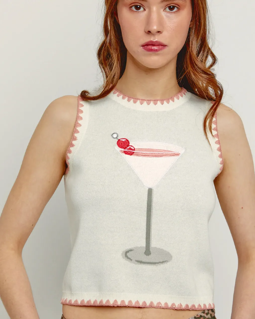 Another Girl Pink Martini Knitted Vest Top Clearance