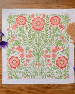 Gingiber Tea Towel Pink Poppy Hot
