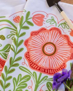 Gingiber Tea Towel Pink Poppy Hot