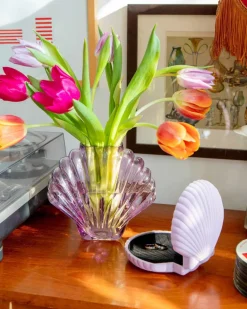 DOIY Glass Seashell Vase Purple Sale