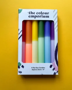 The Colour Emporium Rainbow Block Dip Dye Dinner Candles - Set Of 6 Discount