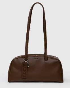 Baggu Recycled Leather Bowler Bag - Brown Clearance