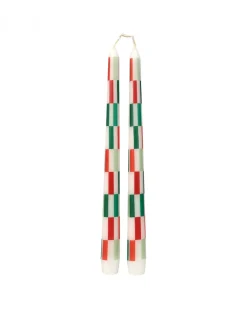 Talking Tables USA Red + Green Check Dinner Candles - Set of 2 Hot