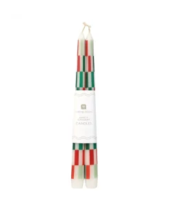 Talking Tables USA Red + Green Check Dinner Candles - Set of 2 Hot