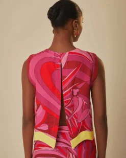 Farm Rio Red Endless Summer Crop Top