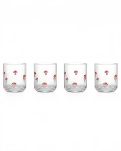 Core Home Red Mushroom Embossed Tumblers - Set of 4 Clearance