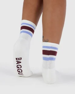Baggu Ribbed Socks - Ivory Stripe Online