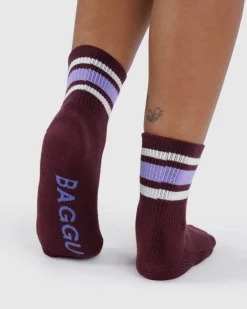 Baggu Ribbed Socks - Mahogany Stripe New