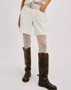 Free People Ribbon Chain Tights - Cream