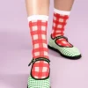Hansel From Basel Shirley Sheer Crew Socks - Red Best