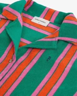 Bobo Choses Short Sleeve Striped Terry Cloth Shirt Hot