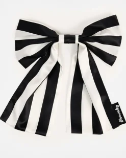 Chunks Silk Bow Barrette - Stripes Hot