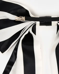 Chunks Silk Bow Barrette - Stripes Hot