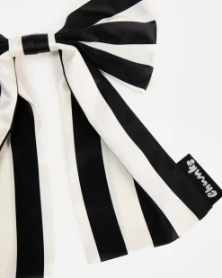 Chunks Silk Bow Barrette - Stripes Hot