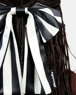 Chunks Silk Bow Barrette - Stripes Hot