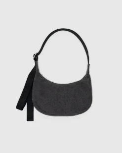 Baggu Small Denim Crescent Bag w/ Key Leash - Washed Black Denim Outlet