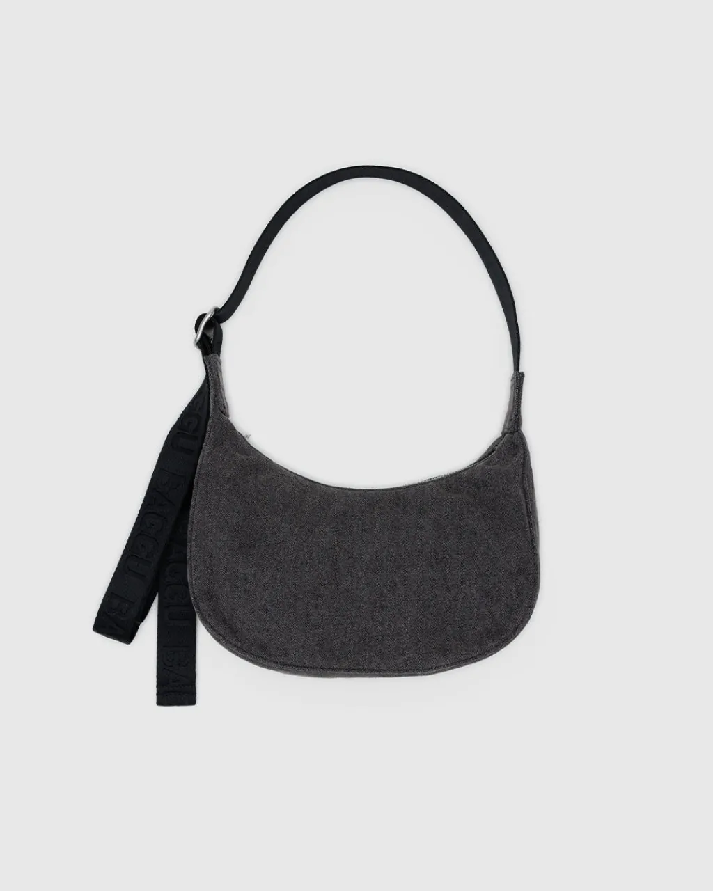 Baggu Small Denim Crescent Bag w/ Key Leash - Washed Black Denim Outlet