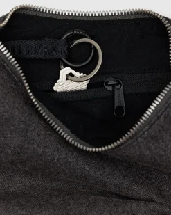 Baggu Small Denim Crescent Bag w/ Key Leash - Washed Black Denim Outlet
