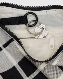 Baggu Small Nylon Crescent Bag w/ Key Leash - Mixed Plaid Clearance