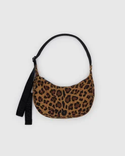 Baggu Small Nylon Crescent Bag w/ Key Leash - Leopard Online