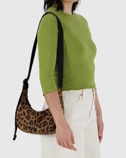 Baggu Small Nylon Crescent Bag w/ Key Leash - Leopard Online