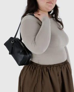 Baggu Small Recycled Leather Bowler Bag - Black Hot