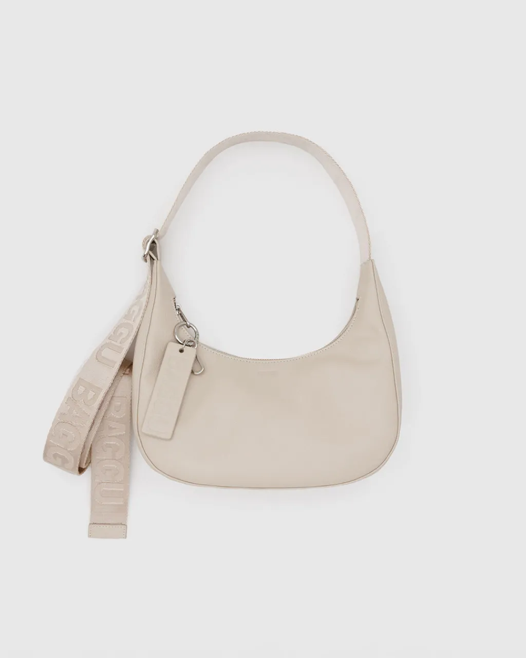 Baggu Small Recycled Leather Crescent Bag - Stone New
