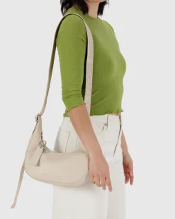 Baggu Small Recycled Leather Crescent Bag - Stone New