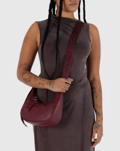 Baggu Small Recycled Leather Crescent Bag - Mahogany