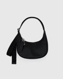 Baggu Small Recycled Leather Crescent Bag - Black Hot