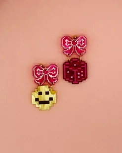 ban.do x Not Picasso Earrings Smiley + Dice Hot
