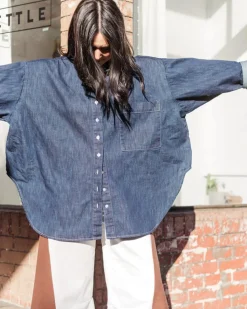 Nettle Studios Soft Volume Long Sleeve Top - Denim